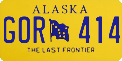 AK license plate GOR414