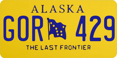 AK license plate GOR429