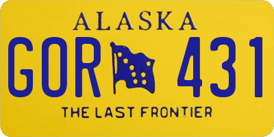 AK license plate GOR431