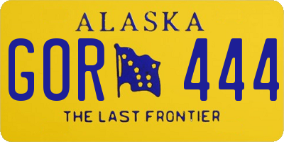 AK license plate GOR444