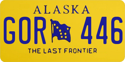 AK license plate GOR446