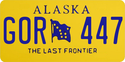 AK license plate GOR447