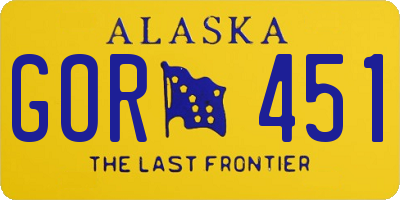 AK license plate GOR451