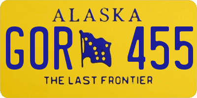 AK license plate GOR455