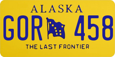 AK license plate GOR458