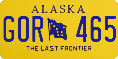 AK license plate GOR465