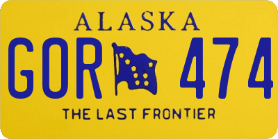 AK license plate GOR474