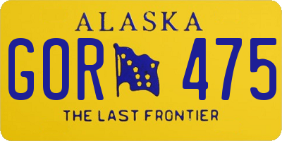 AK license plate GOR475