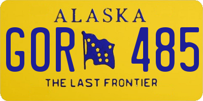 AK license plate GOR485