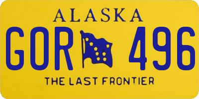 AK license plate GOR496