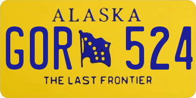 AK license plate GOR524