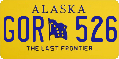 AK license plate GOR526