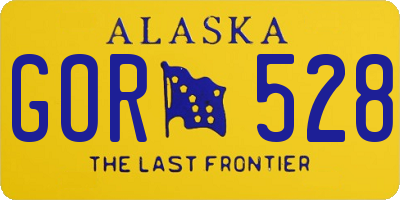 AK license plate GOR528