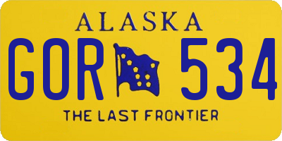 AK license plate GOR534