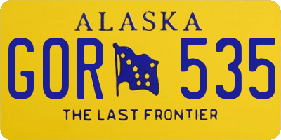 AK license plate GOR535