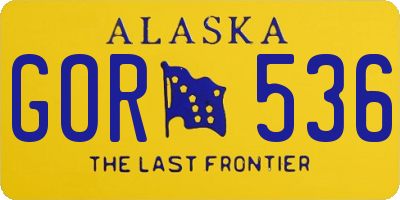 AK license plate GOR536