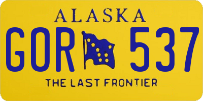 AK license plate GOR537