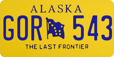 AK license plate GOR543