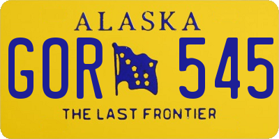 AK license plate GOR545