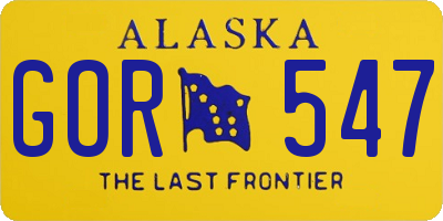 AK license plate GOR547