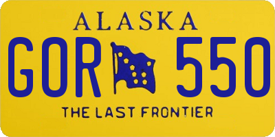 AK license plate GOR550