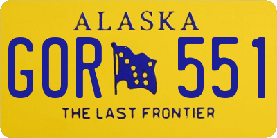 AK license plate GOR551