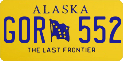 AK license plate GOR552