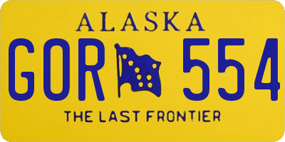 AK license plate GOR554