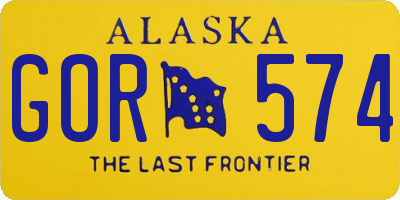 AK license plate GOR574