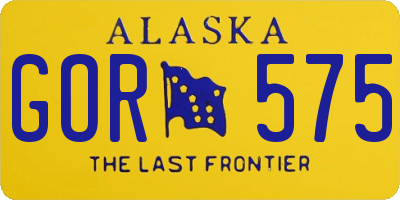AK license plate GOR575