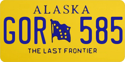 AK license plate GOR585