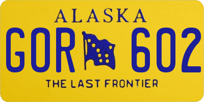 AK license plate GOR602