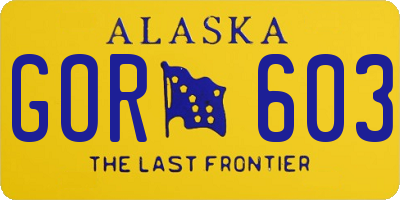 AK license plate GOR603