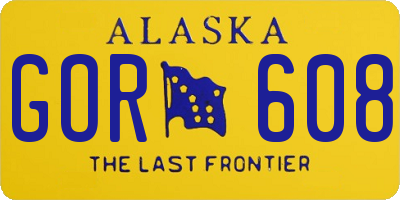 AK license plate GOR608