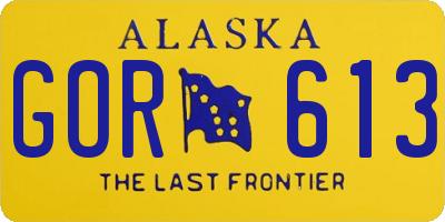 AK license plate GOR613