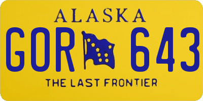 AK license plate GOR643