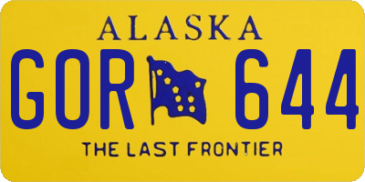 AK license plate GOR644