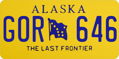 AK license plate GOR646