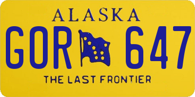 AK license plate GOR647