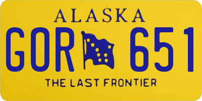 AK license plate GOR651