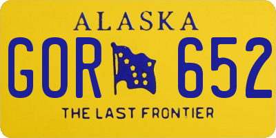 AK license plate GOR652