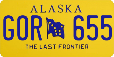 AK license plate GOR655