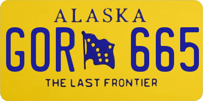 AK license plate GOR665
