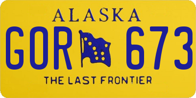 AK license plate GOR673