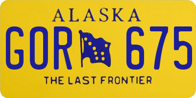 AK license plate GOR675
