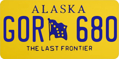 AK license plate GOR680