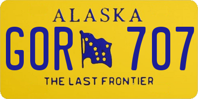 AK license plate GOR707