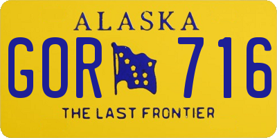 AK license plate GOR716