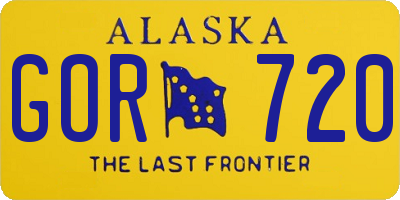 AK license plate GOR720