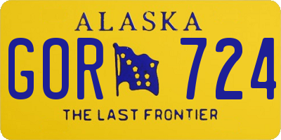 AK license plate GOR724